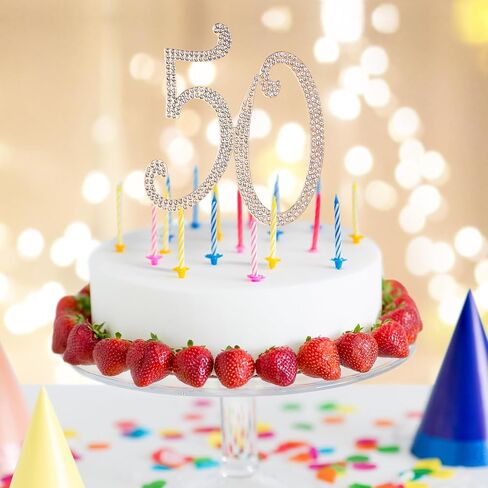 Toddmomy الذهب 50 حجر الراين كعكة توبر 50th الذكرى زينة بلينغ حجر الراين 50th عيد ميلاد كريستال كعكة الديكور in Saudi Arabia