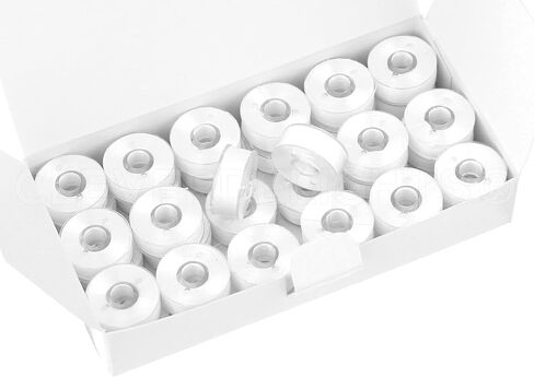 CleverDelights White Size L Prewound Bobbins - 36 Pack - 75D/2 (60WT) Polyester Thread - 3/8" x 13/16" in Saudi Arabia