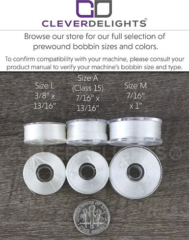 CleverDelights White Size L Prewound Bobbins - 36 Pack - 75D/2 (60WT) Polyester Thread - 3/8" x 13/16" in Saudi Arabia