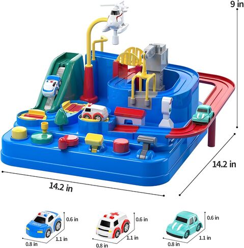 TEMI Kids Race Tracks Toys for Boy, Cars Adventures Toys for 3 4 5 6 7 Years Old Boys Girls, Puzzle Rail Car, City Magnet Playsets Toys 3 Little Cars, Preschool Educational Car Games Gifts Toys in Saudi Arabia