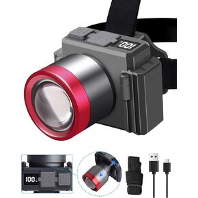 ErayLife Rechargeable Camping Hiking Headlamps for Adults Kids, 3 Modes | Zoomable | Waterproof | Power Display | Power Bank, Head Lamps LED Rechargeable Super Bright for Camping Hiking Hunting