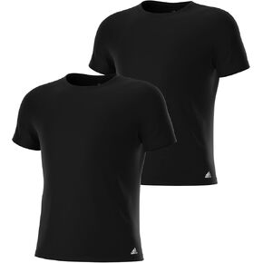 adidas Men's Stretch Cotton Crew Neck Undershirts (2-Pack), Black/Black, XX-Large