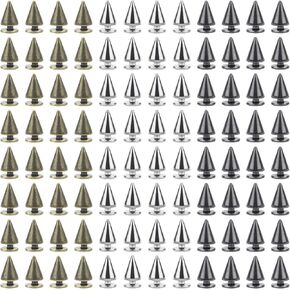 Favordrory 7mmx10mm Bullet Cone Spike and Stud Metal Screw Back for DIY Leather Crafts, 240 PCS (Silver, Black, Bronze)