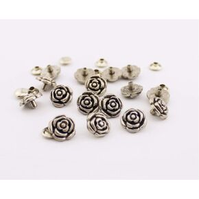 20Set Antique Silver Roses Rivets Leathercraft Brads Conchos Nailheads DIY Accessories Decoration DP255