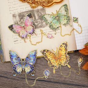 4pcs Butterfly Bookmarks for Women, Aesthetic Vintage Metal Bookmarks with Chain for Reading Women, Book Lovers, Unique Gold Butterflies Book Markers Gifts