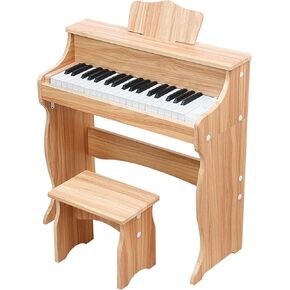 Wooden Kids Piano, 37 Keys Toddler Piano Music Educational Instrument Toy with Music Stand, Color Coded keyboard Stickers, Multiple Sounds and Record Playback, Gift for 3 4 5 6 7 8 9Years Old
