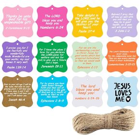 Religious Christian Gift Tags Assorted Hanging Christian Holiday Party Favor Tags,2.5 inch,60 Pcs Per Pack
