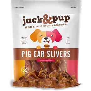 Jack & Pup Pig Ears Slivers (1lb) - Premium Natural Dog Chews, Pork Pig Ears, Healthy Dog Treats, Odor Free, Excellent Rawhide Alternative
