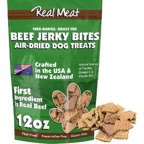 Real Meat Dog Treats - 12oz Bag of Bite-Sized Air-Dried Venison Jerky for Dogs - Grain-Free Jerky Dog Treats Made up of 95% Human-Grade, Free-Range, Grass Fed Venison - Natural High Protein Dog Treats