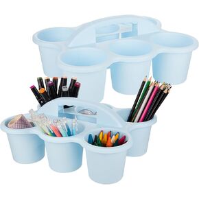 منظم العلبة البلاستيكية للتخزين للمدرسة والمكتب وغرفة الأطفال، 6 مقصورات، 2 علبة زرقاء اللون للفصل الدراسي لأقلام الرصاص والقلم والإمدادات الفنية in Kuwait
