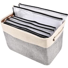 Board Game Storage, Board Game Organizers and Storage Include Storage Basket, 10 Zipper Bags and 20sheets Writable Stickers, Board Game Storage Kit for Puzzle, Toys, Building Blocks, Document