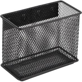 Magnetic Basket, Magnetic Shelf for Fridge, Magnetic Spice Rack for Refrigerator Wire Mesh Magnetic Pen Holder Accessories for Office Kitchen Classroom Storage, Black-Low, 9.44" x 4" x 1.77"