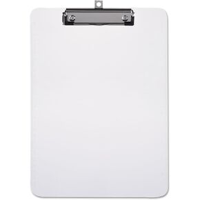 Universal UNV40310 Low-Profile Plastic Clipboard with 0.5 in. Clip Capacity for 8.5 x 11 Sheets - Clear