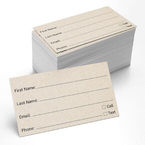 321Done Contact Cards, Made in USA - 3.5x2 Kraft Tan, Client Profile Card for Small Businesses, Stores, Spa, Salon, Customer Information Sheet - Set of 100