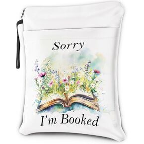 Book Lover Gift for Watercolour Flower, Book Sleeve with Zipper, Plants Book Cover Plants for Women Best Friend Sister,Daughter, Sorry I'm Booked
