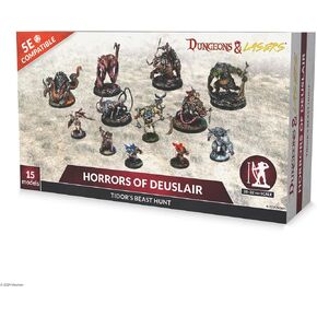 Dungeons & Lasers Horrors of Deuslair DND Miniatures - 16 Monster Models with Scenic Bases - 5E Compatible use with D&D and Tabletop RPG Games - Unpainted and Unassembled - for Ages 14 Years +