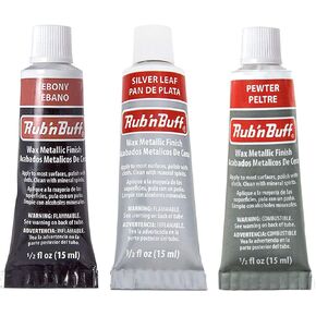 Amaco Rub 'N Buff Wax Metallic Finish, 3 Color Grey Assortment (Ebony, Silver Leaf, Pewter)