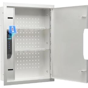 Wall Gun Safe with Super Finger Vein Recognition Lock Electronic Hidden Safe with Pegboard, Removable Shelves & Heavy Duty Dual-Latch, Wall Mount Gun Safe for Valuables, Home or Business