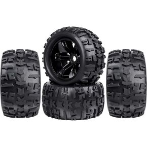 Pre-Glued 1/8 Truck Wheels Tires Set 17mm Hex Compatible with Traxxas Maxx, T-maxx, E-Revo, Arrma Kraton, Redcat Kaiju, JLB Cheetah 4-pack