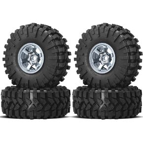 OGRC 1.9 Beadlock Wheel and Tires Mud Tires Set RC Crawler Tires for TRX4 TRX6 Axial SCX10 II III UTB18Redcat Gen8 Gen7 1/10 RC Crawler Car (Black)