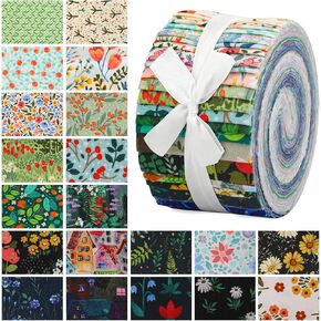 Jelly Roll Fabric, Fabric Squares Patchwork Sewing Roll Soft Cotton Fabric for Quilting Crafting Fabric Strips Bundle for DIY Craft Decoration, Cushions, Tablecloths Making