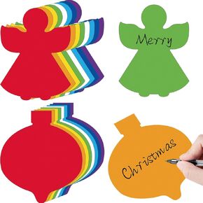 Harloon 100 Pcs Christmas Angle Cutouts Ball Cutouts Set 5.5'' Christmas Paper Cut Outs Classroom Bulletin Board Decoration Colorful Xmas Craft Cutout with 100 Pcs Glue Point for Kids School, 8 Colors