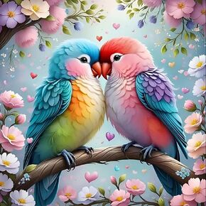 5D Spring Diamond Painting Kits for Adults Beginners,Bird Flower Diamond Art Kit,DIY Full Round Drill Diamond Dot Gem Art Kits for Adults,Home Wall Decor 13.78x13.78 Inch