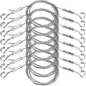 8PCS Adjustable Picture Hanging Wire Kit,Frame & Mirror Hanging Wire Kit,6.6FT Heavy Duty Stainless Steel Wire for Hanging Pictures,Frame,Mirrors,Billboards,Basket,Flowerpot,Supports Up to 66lbs