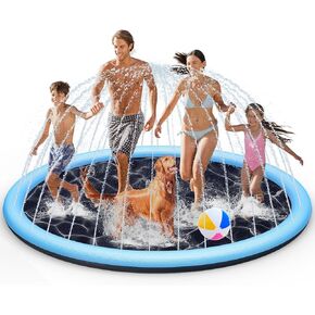 Splash Pad Sprinkler for Kids,87" Extra Large Non-Slip Baby Play Mat,Dog Pool Toys,Toddler Outdoor Toys for Ages 3-12 Boys Girls,Summer Outdoor Water Kids Toys,Parent-Kids Games,Backyard,Lawn