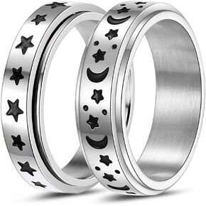 Spinner Rings for Women Mens,Luxury 316L Stainless Steel Fidget Bands Rings for Anxiety,Stress Relief Fidget Rings,Silent Stress Reducer Rings