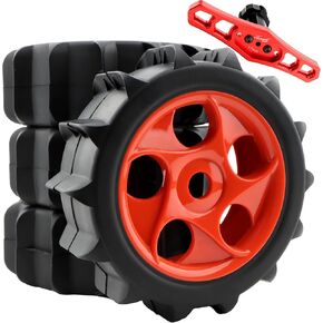 4 Pieces 1/8 Scale RC Buggy Paddle Tires Hex 17mm Wheels & 17MM Hex Nuts Sleeve Wrench Metal Tools for Traxxas Arrma Typhon 3S 6S Losi HPI Redcat Snow Sand Desert Off Road Car (White)