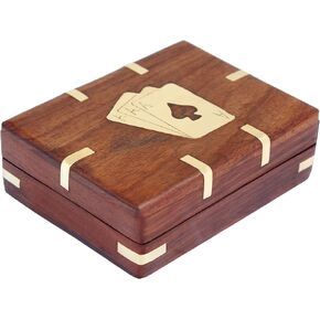 YouCan Single Playing Card Box Black Handcrafted Wooden Case Brass Inlay Art India in Saudi Arabia