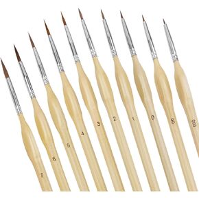 Artistic Paintbrush Ensemble, 10 Pack Set with Wooden Handles and Nylon Bristles, with Ergonomic Triangular Handles, Suitable for Various Painting Techniques and Detail Work