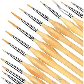 Miniature Brushes, Detail Paint Brushes Set 11 Pcs, Fine Tip Paint Brushes for Acrylic Painting, Paint Brushes for Acrylic, Watercolor, Oil, Models, Detail Paint Brush with Natural Wood Handle