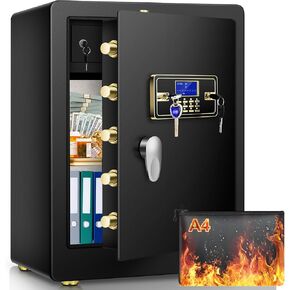 4.2 Cu ft Large Fire Proof Safe for Home Documents, Fireproof Safe Box with Fireproof Documents Bag, Security Box with Digital Keypad and Hidden Lock Box, Personal Safety Box for Home Office Use