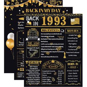 HOMANGA 80th Birthday Decorations for Men, 3 Pieces 80th Birthday Anniversary Posters, Back in 1944 Party Decoration Supplies, 80th Gifts for Men and Women Black Gold 8x10 Inch