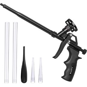 Preciva Foam Gun, Aluminum Alloy Foaming Gun Heavy Duty PU Expanding Caulking Gun Spray Application Applicator for Caulking, Filling, Sealing, Home and Office Use