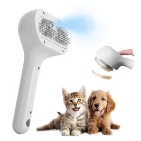Cat Steam Brush, 3 in 1 Steam Brush for Cats, Cat Brush for Shedding, Water Brush for Dogs, Long Handled Pet Steam Brush with Release Button，Spray Detangling Comb for Pets，Type-C Charing