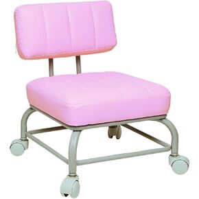 Rolling Stool Chair with Back Support VAPAA TAIDE Rolling Seat Heavy Duty Roller Chair Cute for Garage Mechanic Kids Home Flooring and Cleaning Pink