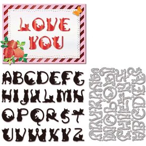 GLOBLELAND Cat Alphabet Cutting Dies for DIY Scrapbooking Metal Cat Letter Cut Dies Artist Die Cuts for Card Making Embossing Photo Album Craft Decor