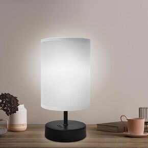 Small Lamp for Bedroom, Bedside Lamps for Night Stands, Mini Minimalist Table Lamp with Round Gray Fabric Shade, 9 Inch Desk Reading Lamp for Dorm Room Living Room Office Room, 2 Pack
