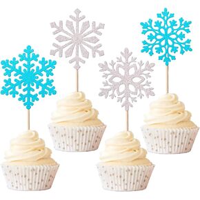 rsstarxi 24 حزمة ندفة الثلج واحدة كب كيك القبعات العالية 1 عيد ميلاد ندفة الثلج كب كيك يختار أول عيد ميلاد كعكة الزينة لندفة الثلج استحمام الطفل الاطفال 1 عيد ميلاد عيد الميلاد حزب لوازم الفضة الوردي in Kuwait