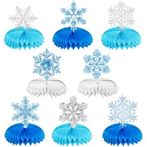 Frozen Party Snowflake Decorations, Winter Wonderland Decorations, Snowflake Honeycomb Table Centerpieces, Thanksgiving Christmas Birthday Party Decorations, Party Supplies 8 Pieces