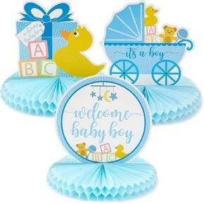 6 Pack Boy Baby Shower Table Decorations, Yellow Duck Honeycomb Centerpieces (8.25 x 7.5 in)