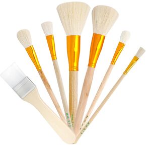 7 Pcs Mop Brush for Acrylic Painting, Assorted Size Paint Brushes for Acrylic Painting Blending Brush with Wooden Handle Gilding Brushes for Acrylic Foil Gold Oil Painting Face Body Art
