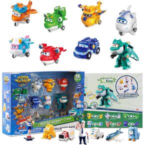Super Wings Transformer Toys 2 inch Airplane Toys 15 Pack Mini Action Figures with Real Mobile Wheels for Kids 3 4 5 6 7 8+ Birthday Party Supplies for Preschool Boys and Girls