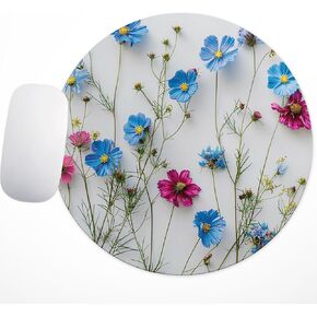 لوحة ماوس مستديرة عالية الجودة بتصميم تجريدي، لوحة ماوس لأجهزة الكمبيوتر المحمولة المكتبية، تتميز بقاعدة مطاطية مضادة للانزلاق وقابلة للغسل، سطح أملس، مثالية لاستخدام الماوس اللاسلكي على مكاتب الكمبيوتر (زهرة زرقاء) in Kuwait