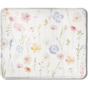 Flower Mouse Pad, Watercolor Wildflower Mouse Pads for Wireless Mouse Computers Laptop Desk Accessories, Cute Mouse Pad, Aesthetic Mouse Pad, Desk Supplies for Women Office, 9.5x7.9 Inch