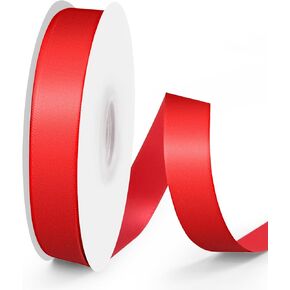 Solid Double Face Fabric Ribbon, 5/8" X 25 Yards, Polyester Satin Ribbons Perfect for Crafts, Gift Package Wrapping, Wedding Decorations, Baby Shower - Red