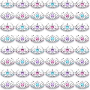 48 Pieces Tiara Crown Set Dress up Princess Crown Princess Tiaras Girls Rhinestone Tiara for Little Girls Plastic Crown Princess Toddler Costume Birthday Party Accessories Play Favors, 3 Colors